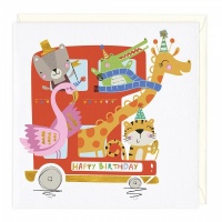Animal Bus Childrens Birthday Card